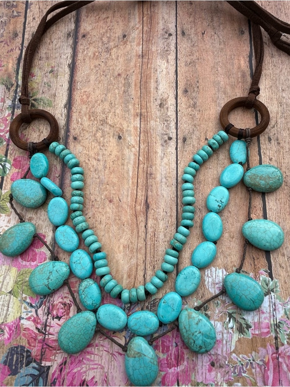 Turquoise Beaded Statement Necklace - Women Jewelry